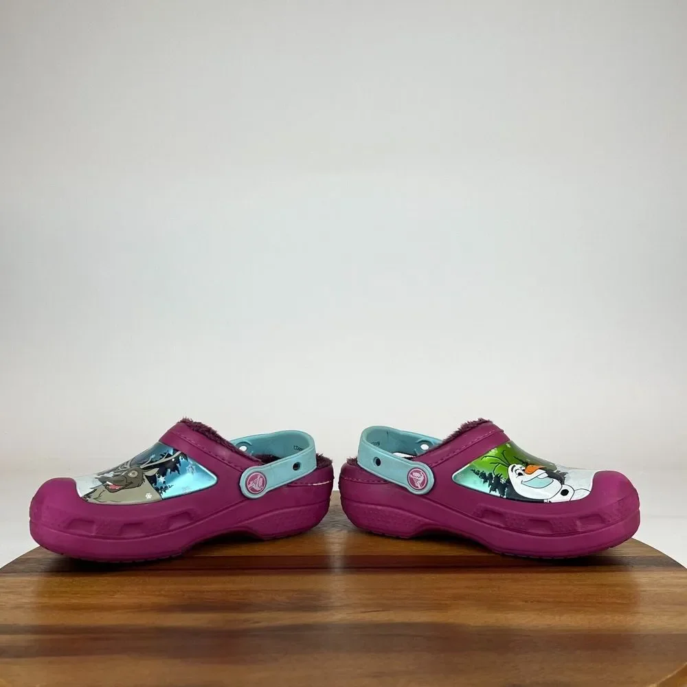 Kids Childrens‎ Frozen Purple Lined Slip On Shoes Clogs Sandals Size 1 Y GUC